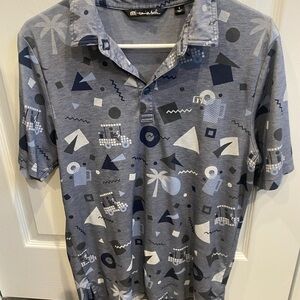 Travis Mathew Men’s Blue Gray Geometric Polo